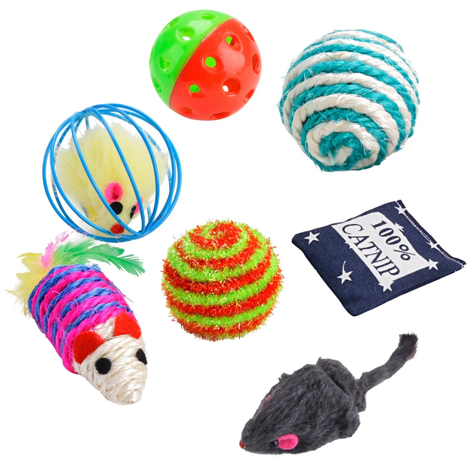 10Pcs Cat Toys Variety Pack For Kitty Includes Catnip Toy Plush Mice Scratch Ball And Teaser Pet Interactive Toy Supplies
