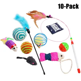 10Pcs Cat Toys Variety Pack For Kitty Includes Catnip Toy Plush Mice Scratch Ball And Teaser Pet Interactive Toy Supplies