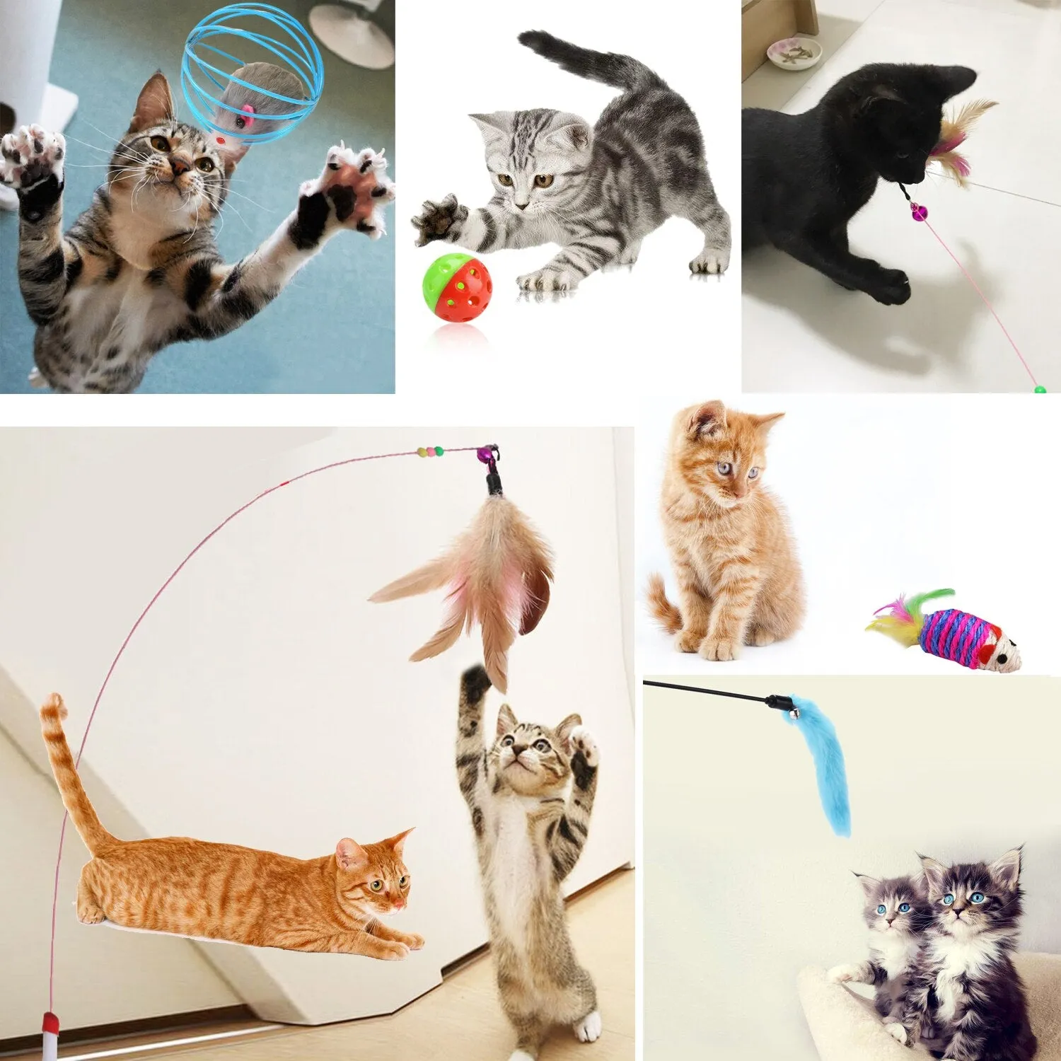 10Pcs Cat Toys Variety Pack For Kitty Includes Catnip Toy Plush Mice Scratch Ball And Teaser Pet Interactive Toy Supplies