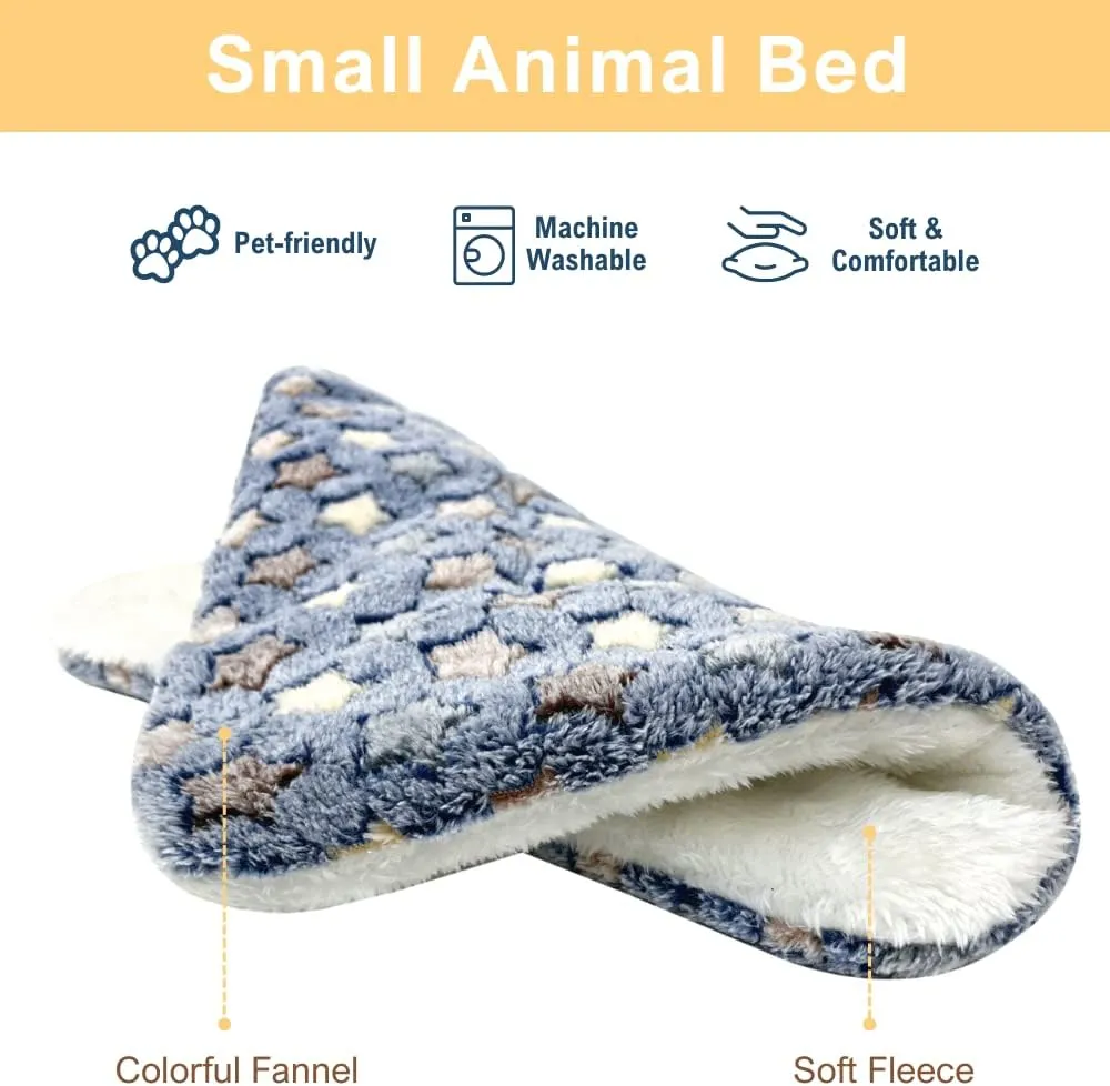 10PCS Guinea Pig Bed Soft Rabbit Bedding Cage Liner Warm Bunny Mats Pee Pads Fleece Blanket Plush Hamster Sleep Beds Ferret Squirrel Hedgehog Rat