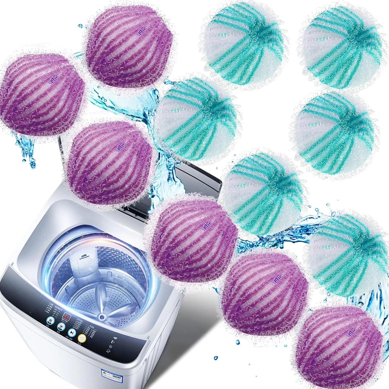 12 Pcs Pet Hair Remover for Laundry, Dryer Balls for Pet Hair, Cats Dogs Hair Remover Balls for Washing Machine, Reusable Laundry Pet Hair Catcher