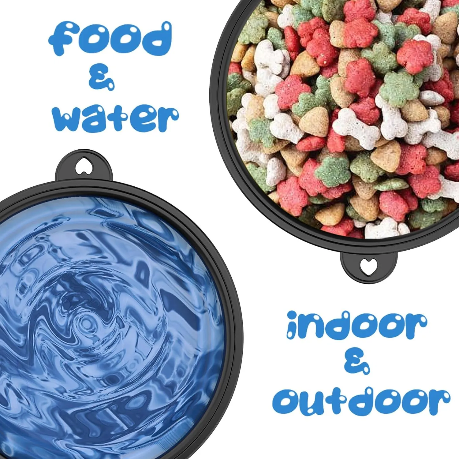 2 Pack Collapsible Dog Bowl Travel Portable Pet Bowls [34oz,1000ml],Expandable Foldable Food Water Feeding Dishes for Traveling Hiking Walking,with Carabiners [Black,Blue]