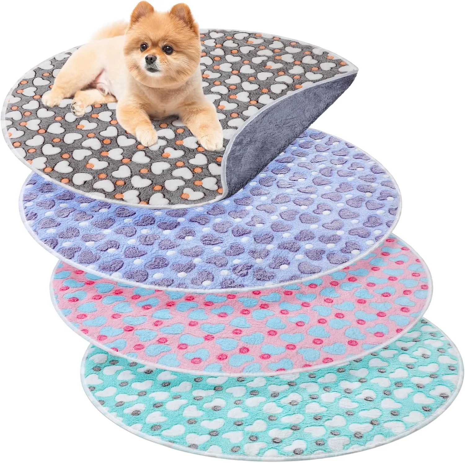 4 Pack Waterproof Pet Pads for Dog Reusable Washable Training Dog Pee Pads Absorbent Round Whelping Pet Bed Mat for Crate Potty