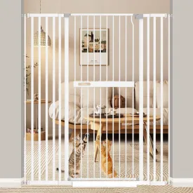71 inch Extra Tall Cat Pet Gate, 30.7"-45.27" Wide Gate for Cats, Pressure Mounted No Drilling Pet Gate Walk Through Indoor for Doorways, White