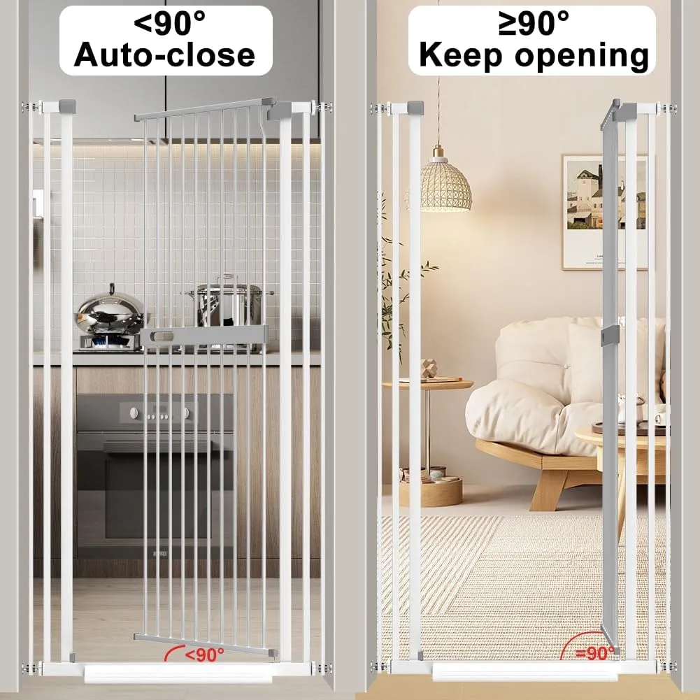 71 inch Extra Tall Cat Pet Gate, 30.7"-45.27" Wide Gate for Cats, Pressure Mounted No Drilling Pet Gate Walk Through Indoor for Doorways, White