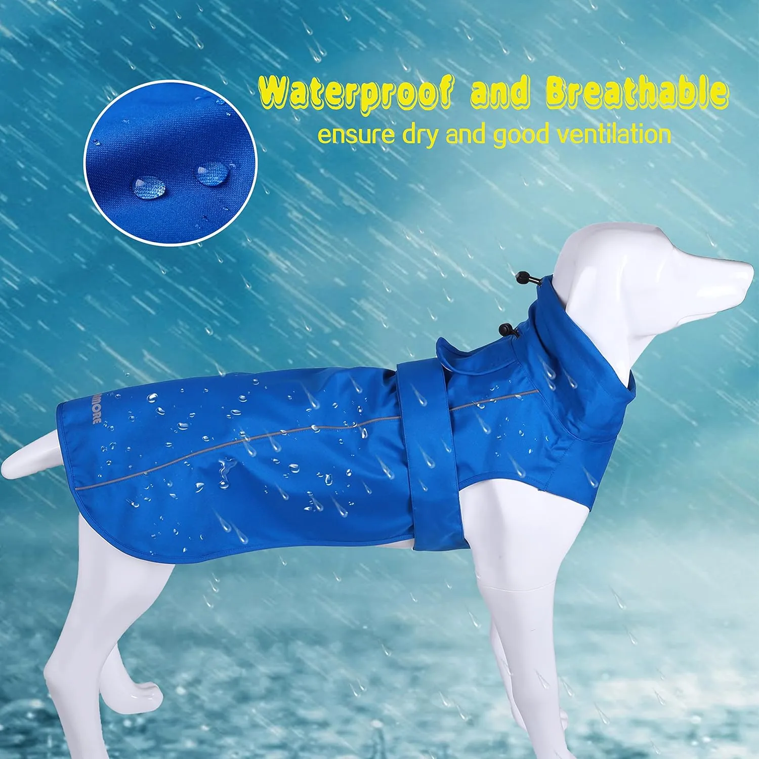 Adjustable Waterproof Dog Raincoat for Dogs,Lightweight Pet Rain Jacket Puppy Clothes with Reflective Strip for Small Medium Large Dogs (Blue, X-Small)