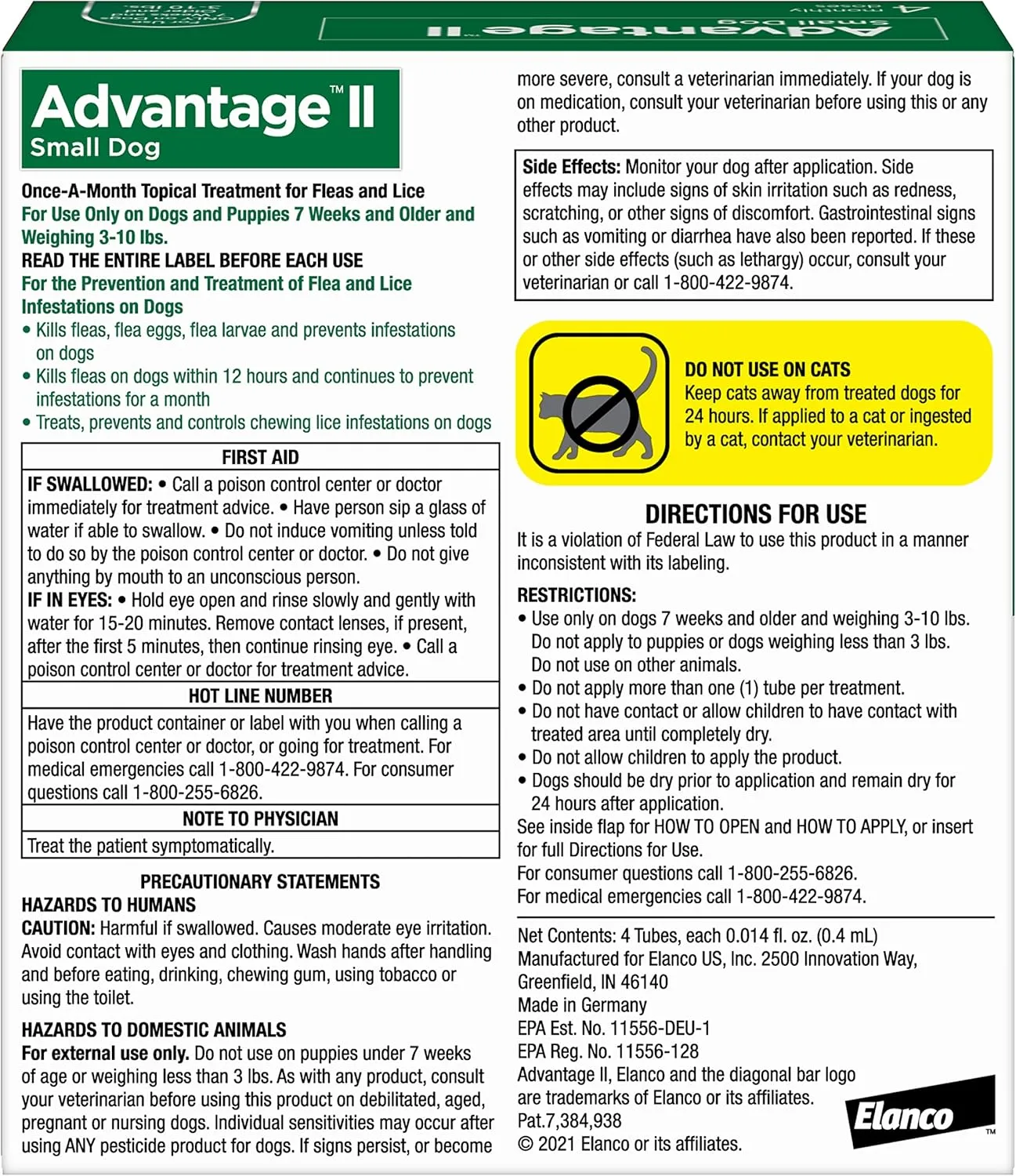 Advantage II Small Dog Vet-Recommended Flea Treatment & Prevention | Dogs 3-10 lbs. | 4-Month Supply
