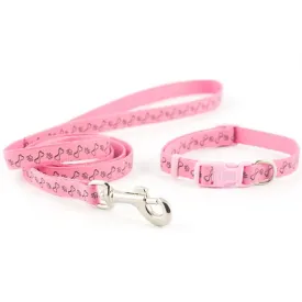 Ancol Pink Paw 'n' Bone Puppy Collar & Lead Set