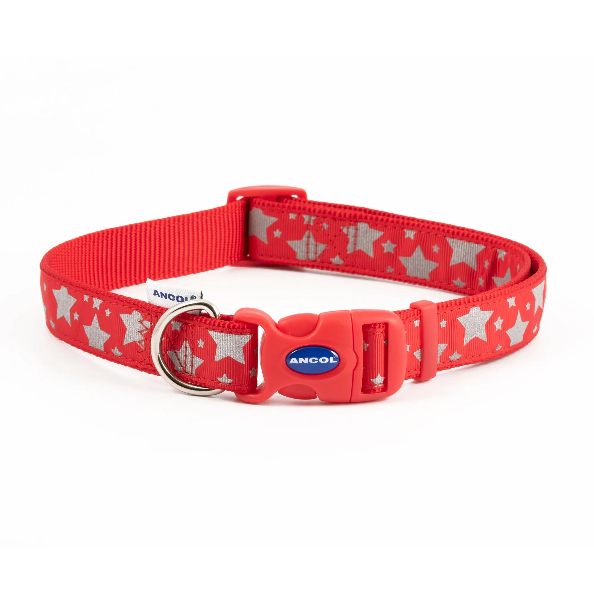 Ancol Stars Adjustable Reflective Collar, Red