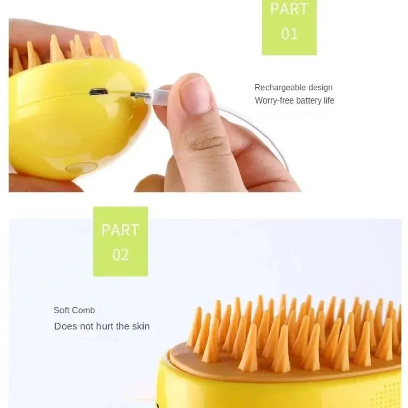 Anniepaw 3-in-1 Electric Steam Brush for Cats Dogs Grooming Hair Removal