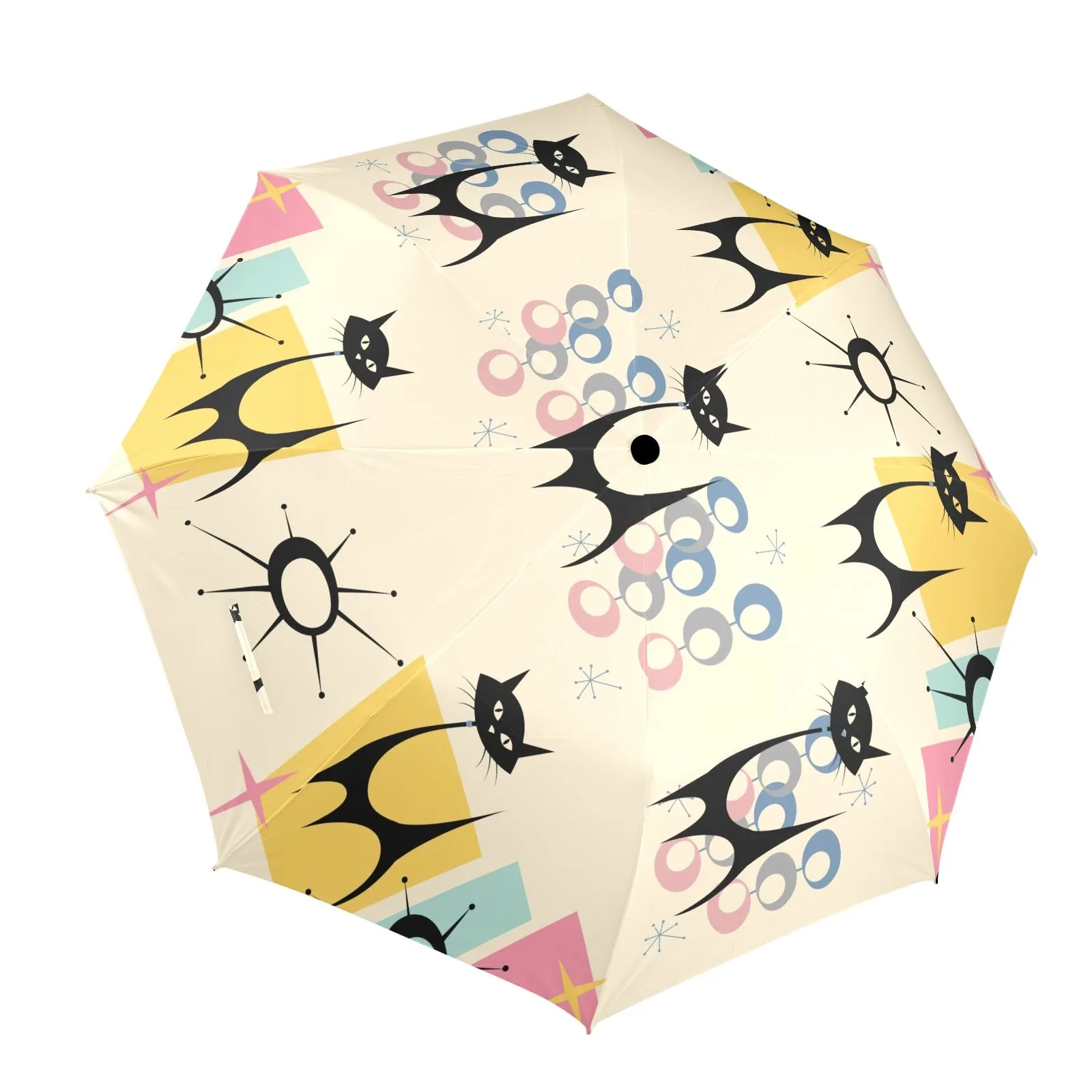Atomic Cat Space Age 50s Kitsch Umbrella, Mid Century Modern Rain Gear