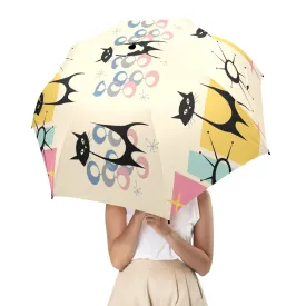 Atomic Cat Space Age 50s Kitsch Umbrella, Mid Century Modern Rain Gear