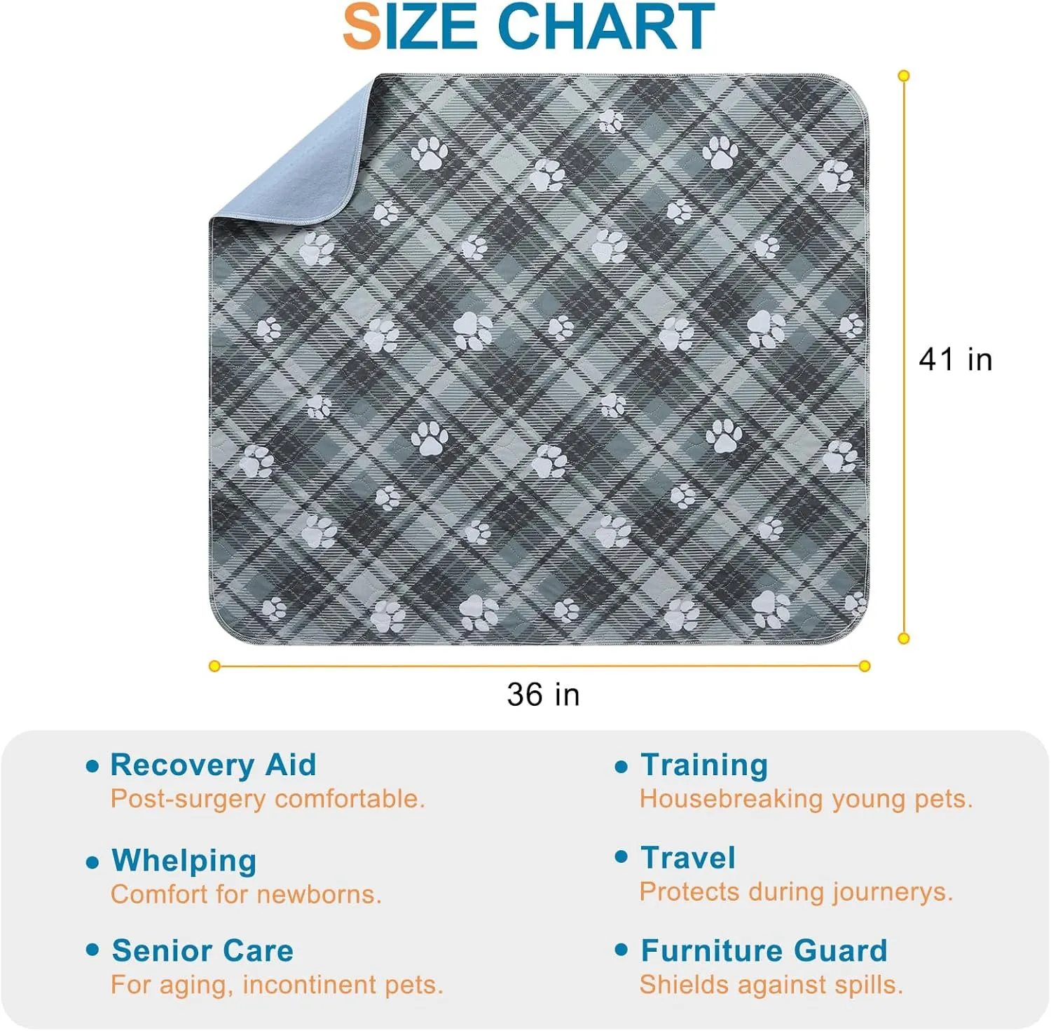 BEAUTYZOO Washable Pee Pads for Dogs, 4 Pack Reusable Puppy Pads, Super Absorbent Dog Pee Pads for Pet Training, Housebreaking and Incontinence, Non-Slip Potty Pads for Floor, Crate, Couch, 36" x 41"