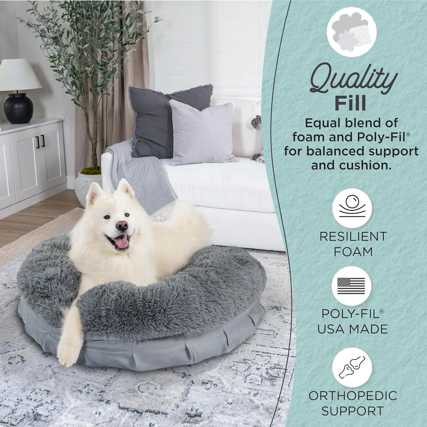 Best Friends by Sheri Ultra Calming Pouf Bed, Orthopedic Round Dog Bed for Joint Support, Faux Fur, Washable Cover, Tan, Large, 36"x36"
