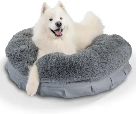 Best Friends by Sheri Ultra Calming Pouf Bed, Orthopedic Round Dog Bed for Joint Support, Faux Fur, Washable Cover, Tan, Large, 36"x36"