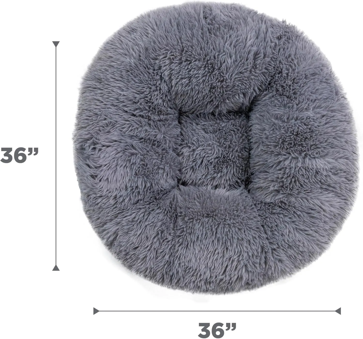 Best Friends by Sheri Ultra Calming Pouf Bed, Orthopedic Round Dog Bed for Joint Support, Faux Fur, Washable Cover, Tan, Large, 36"x36"