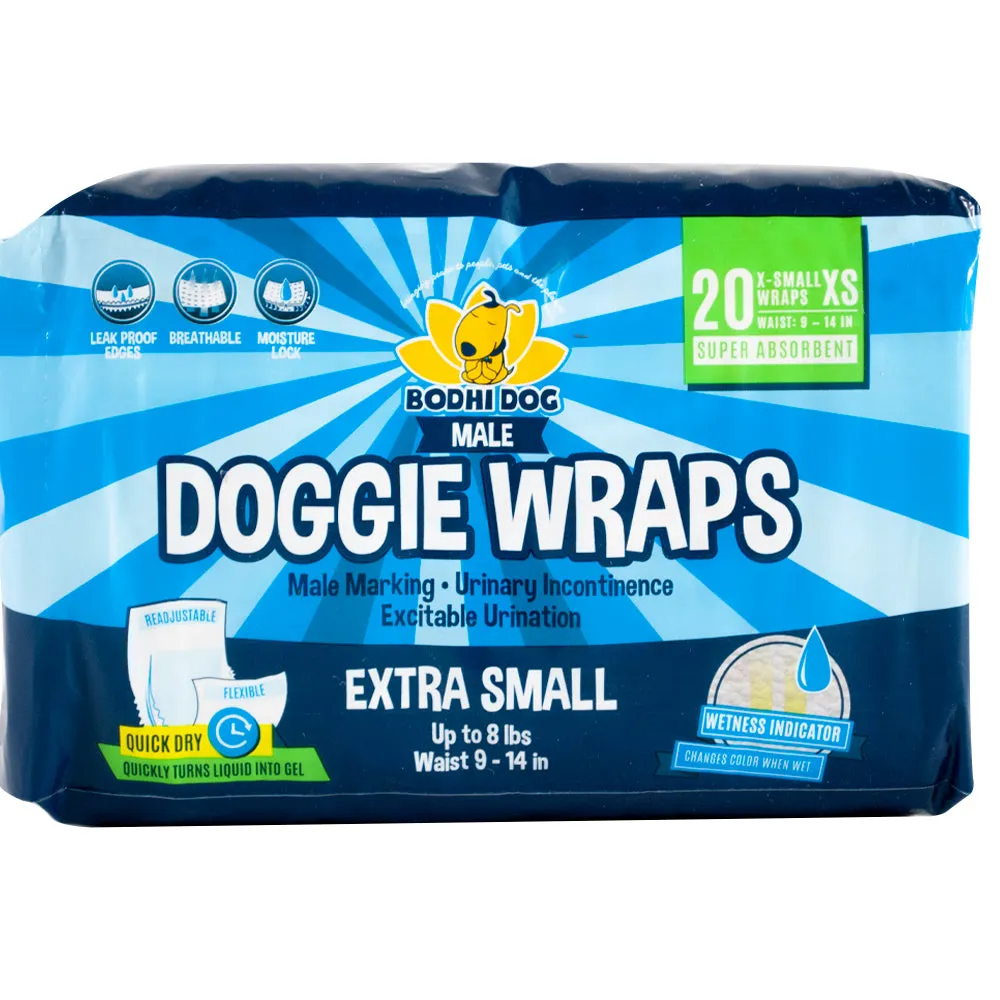 Bodhi Dog Disposable Male Dog Diapers | Super Absorbent Leak-Proof Fit | Premium Adjustable Male Dog Pee Wraps with Moisture Control & Wetness Indicator | Extra Small – Extra Large