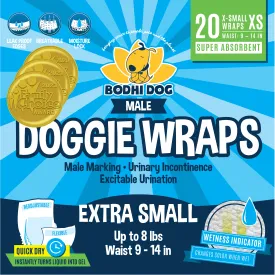 Bodhi Dog Disposable Male Dog Diapers | Super Absorbent Leak-Proof Fit | Premium Adjustable Male Dog Pee Wraps with Moisture Control & Wetness Indicator | Extra Small – Extra Large