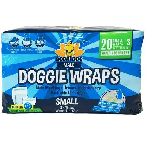 Bodhi Dog Disposable Male Dog Diapers | Super Absorbent Leak-Proof Fit | Premium Adjustable Male Dog Pee Wraps with Moisture Control & Wetness Indicator | Extra Small – Extra Large
