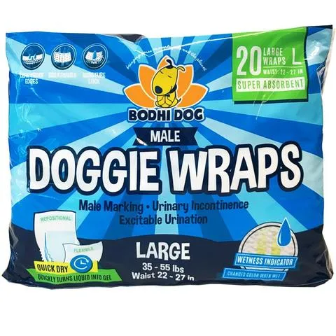 Bodhi Dog Disposable Male Dog Diapers | Super Absorbent Leak-Proof Fit | Premium Adjustable Male Dog Pee Wraps with Moisture Control & Wetness Indicator | Extra Small – Extra Large