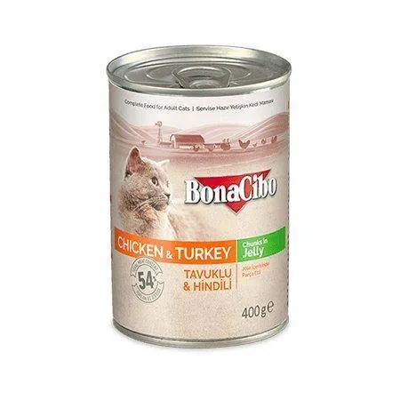 BONACIBO Canned Cat Food Chicken & Turkey 400g