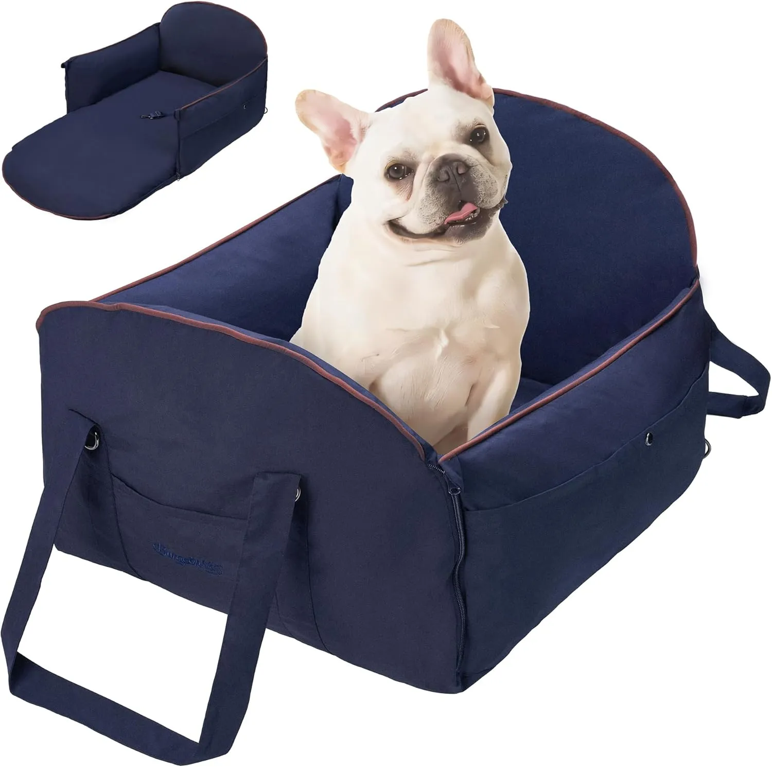 BurgeonNest Dog Car Seat for Medium Dogs, 2-in-1 Pet Booster Seat with Cozy Fabric,Storage Pockets, Washable Cat Puppy Outdoor Carrier Bed Up to 25lbs