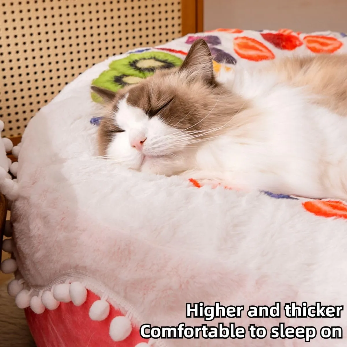 Cat Bed Pet Caveolae Pet Plush Cushion Round Mattress Unchewable Dog Bed Pet Sleeping Mats Dog Beds Portable Dog Bed Washable Bed Pads Keep Warm (Pink,Small)