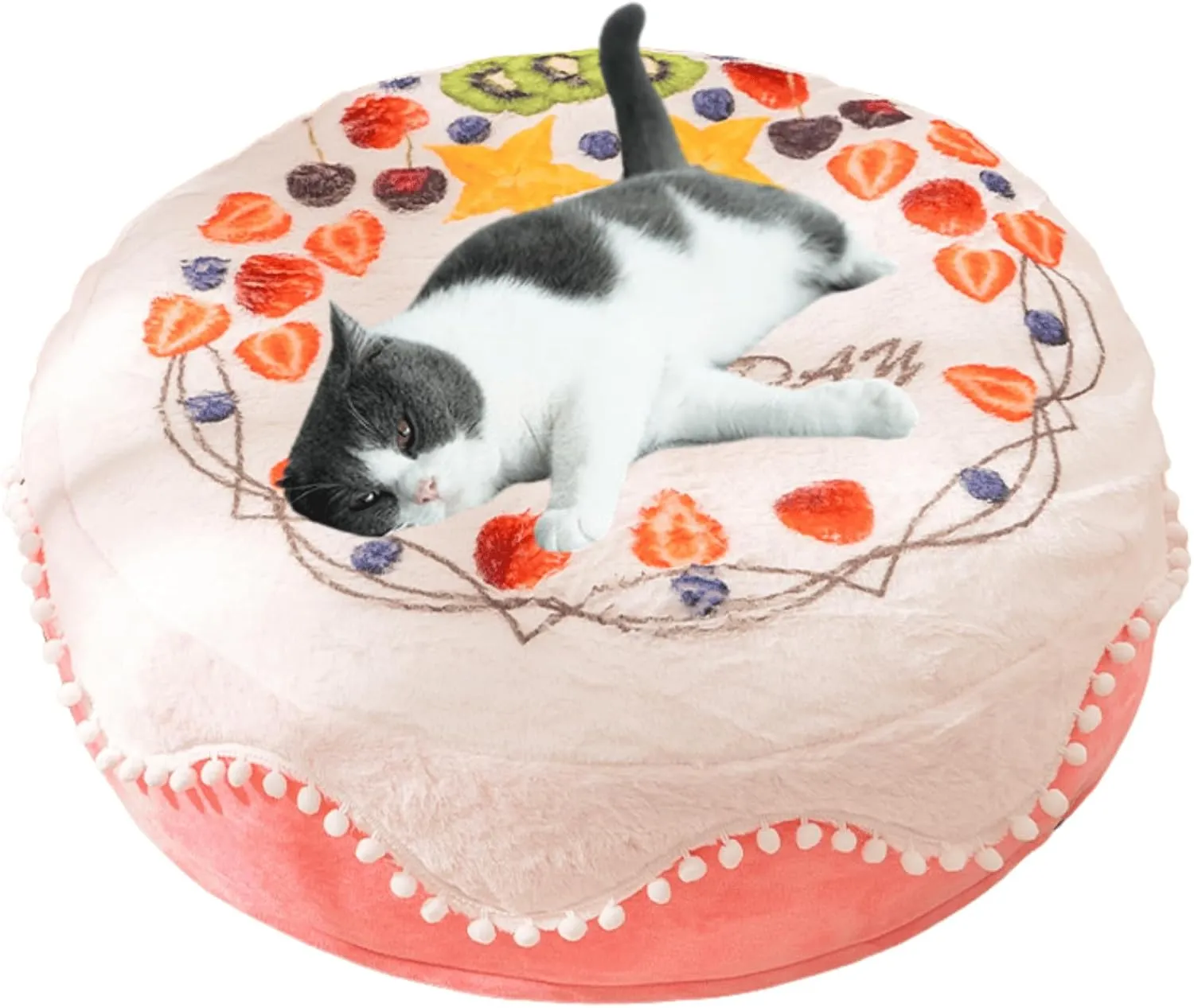 Cat Bed Pet Caveolae Pet Plush Cushion Round Mattress Unchewable Dog Bed Pet Sleeping Mats Dog Beds Portable Dog Bed Washable Bed Pads Keep Warm (Pink,Small)
