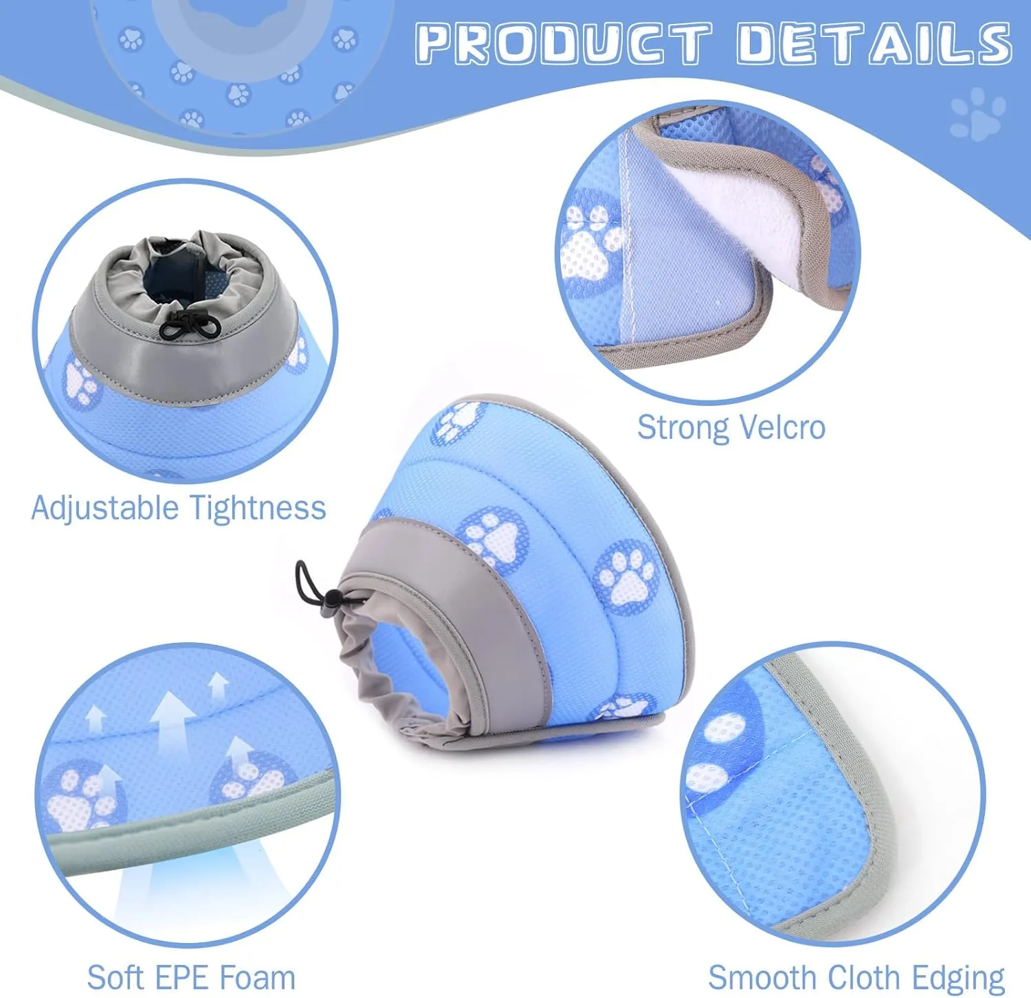Cat Cone Soft Elizabethan Collar for Surgery Recovery - Adjustable for Small and Large Cats to Stop Licking