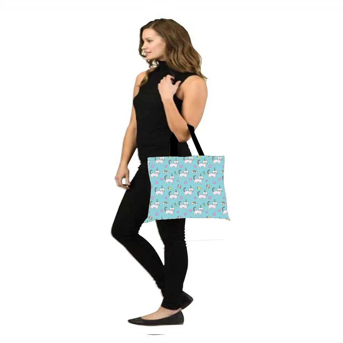 Designer Tote Bag With Zip Beach Gym Travel Bags -  Cute Cat