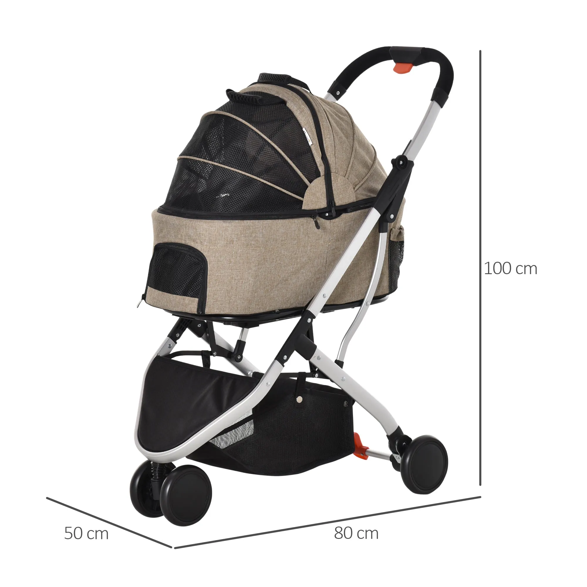Detachable Pet Stroller 2-In-1 Foldable Dog Cat Travel Carriage Carrying Bag