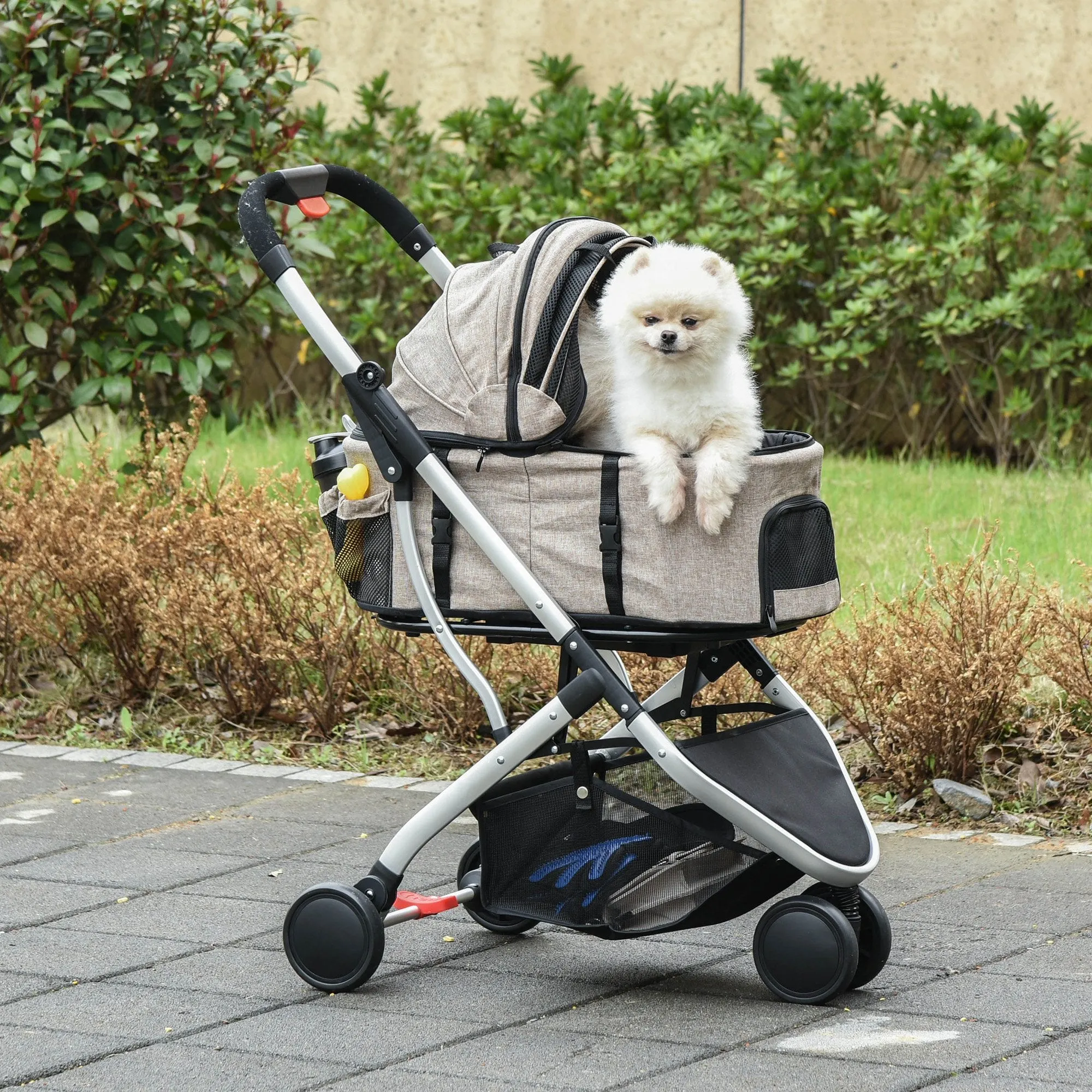 Detachable Pet Stroller 2-In-1 Foldable Dog Cat Travel Carriage Carrying Bag