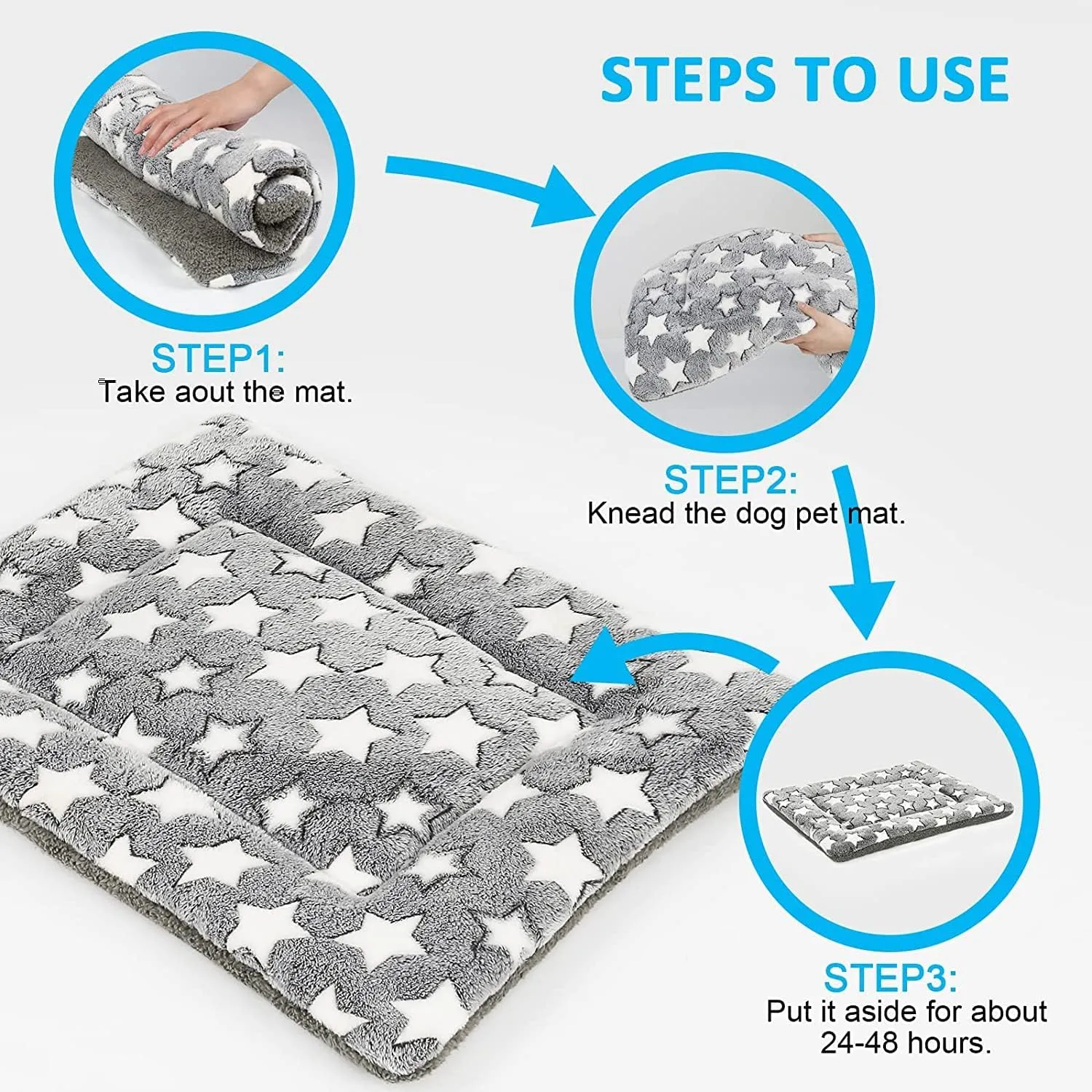Dog Bed Mat, Pet Bed Pad Reversible, Machine Washable Crate Pad, Pet Sleeping Mat for Small to Large Dogs