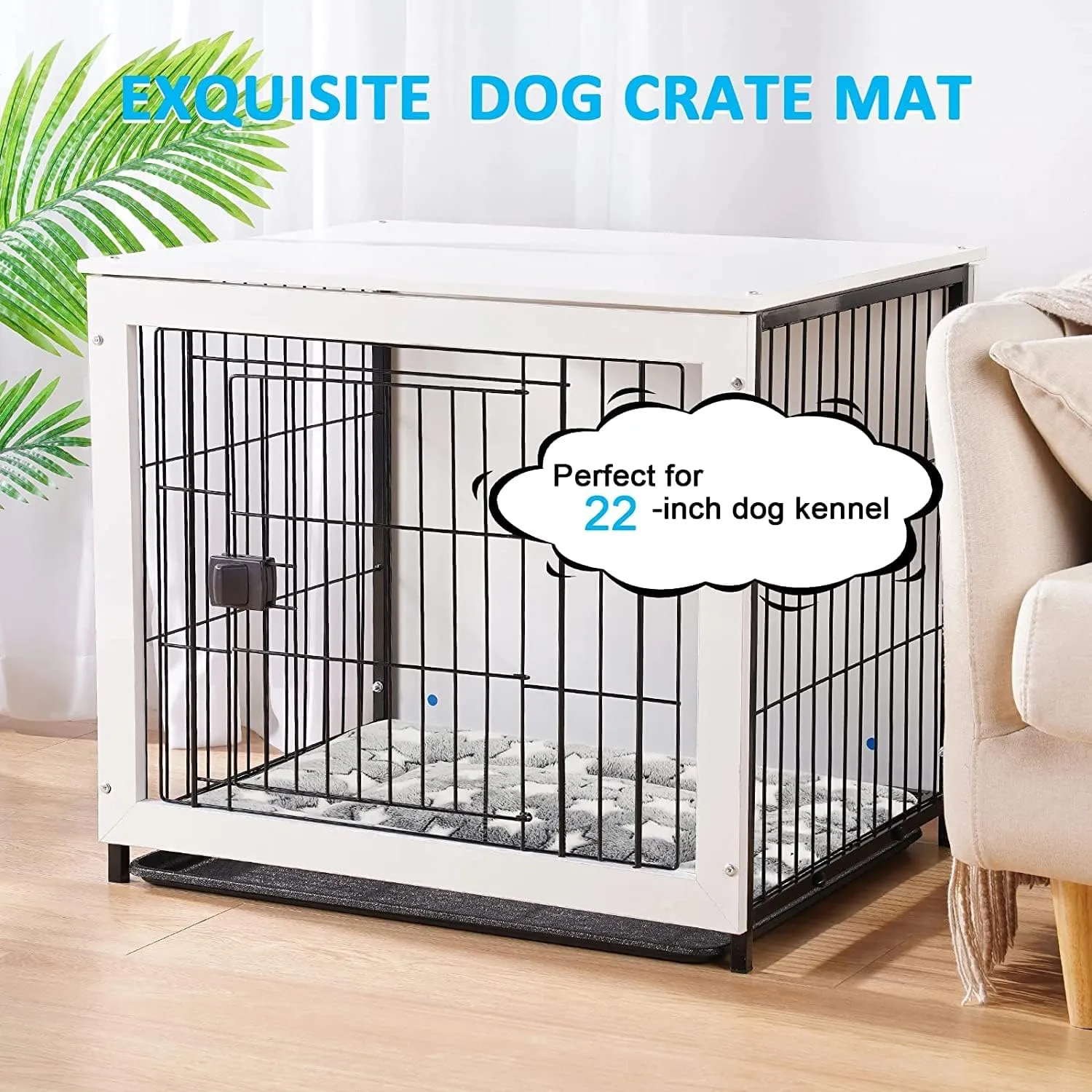 Dog Bed Mat, Pet Bed Pad Reversible, Machine Washable Crate Pad, Pet Sleeping Mat for Small to Large Dogs
