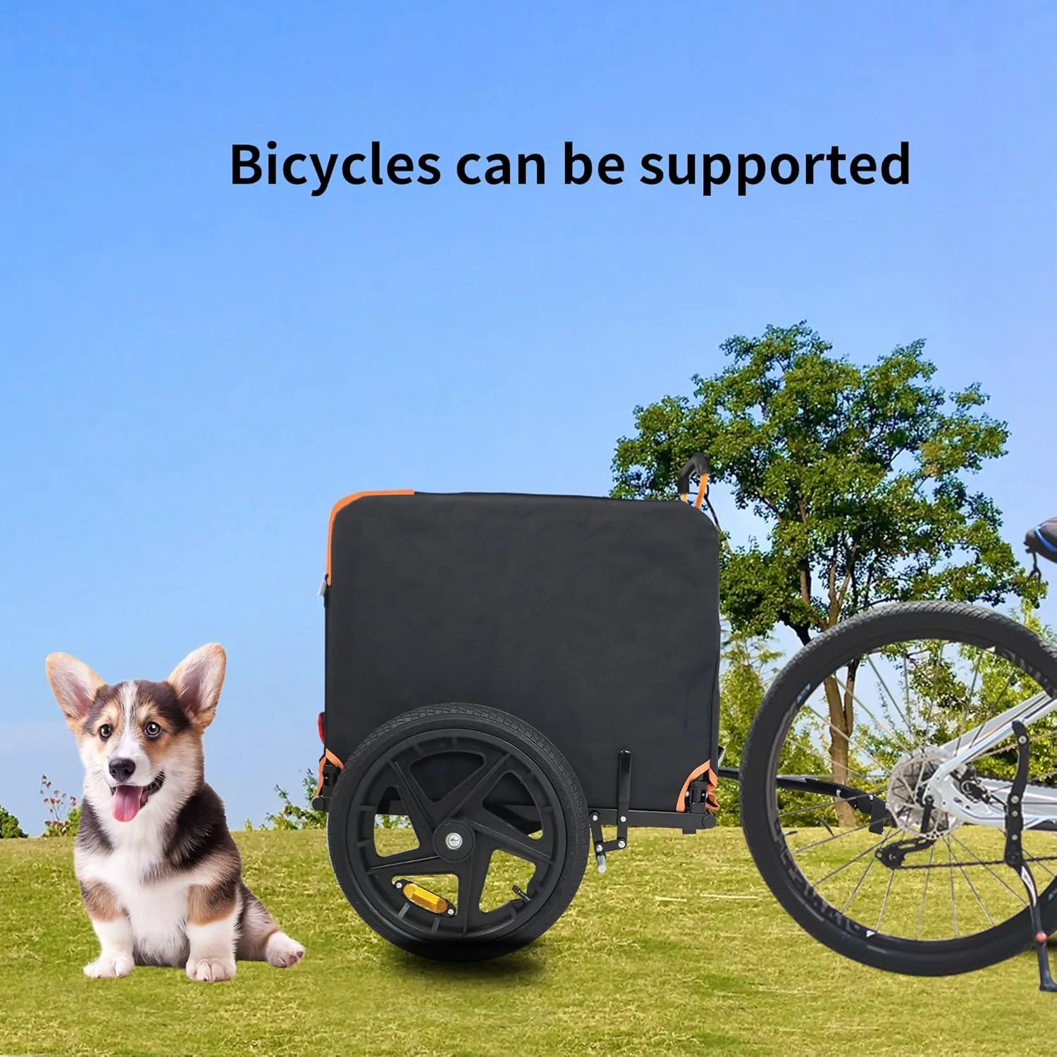 Dog Bike Trailer, 2-in-1 Pet Stroller Cart Bicycle Carrier, Foldable Pet Jogging Stroller for Pets up to 88lbs