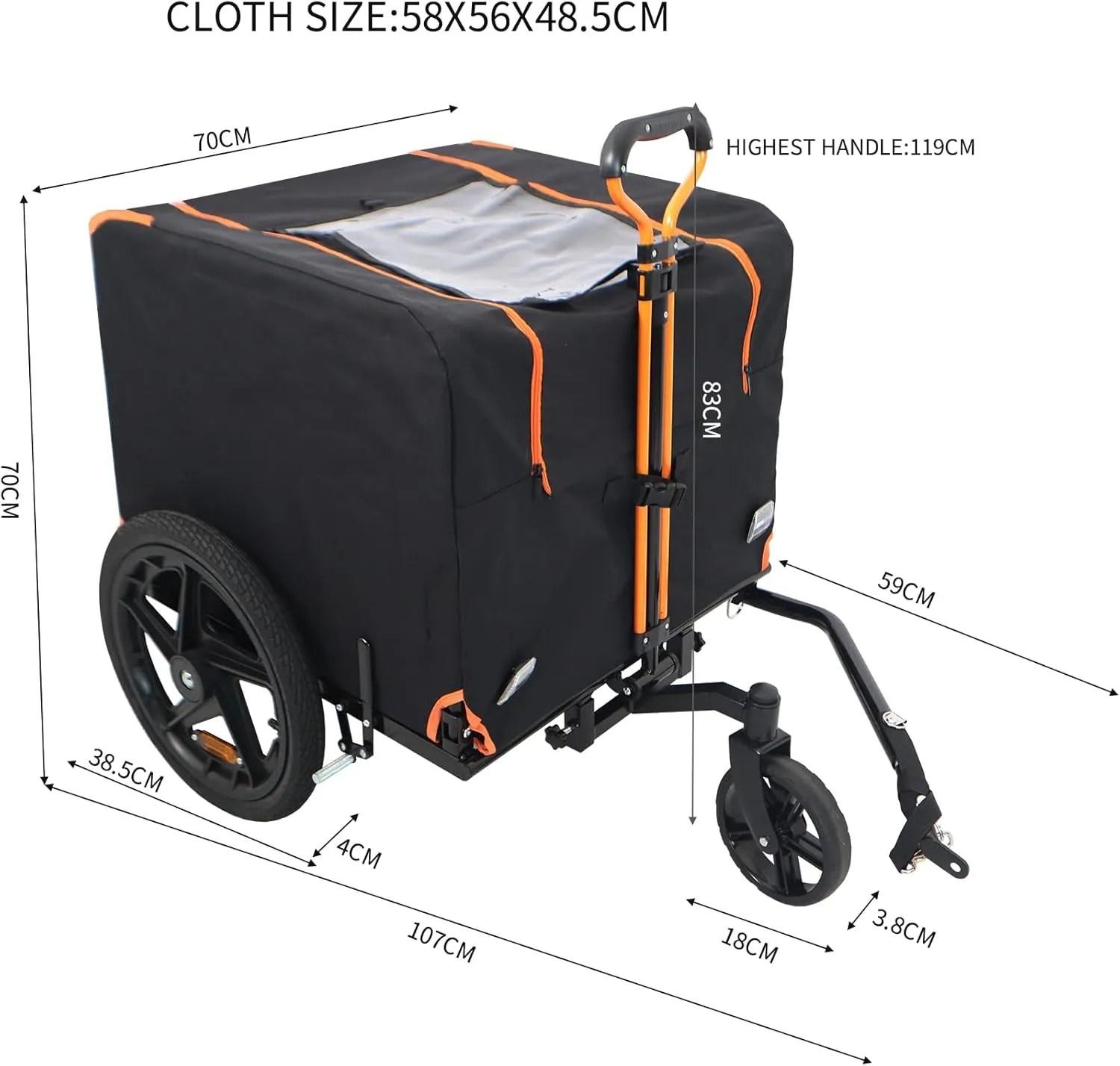 Dog Bike Trailer, 2-in-1 Pet Stroller Cart Bicycle Carrier, Foldable Pet Jogging Stroller for Pets up to 88lbs