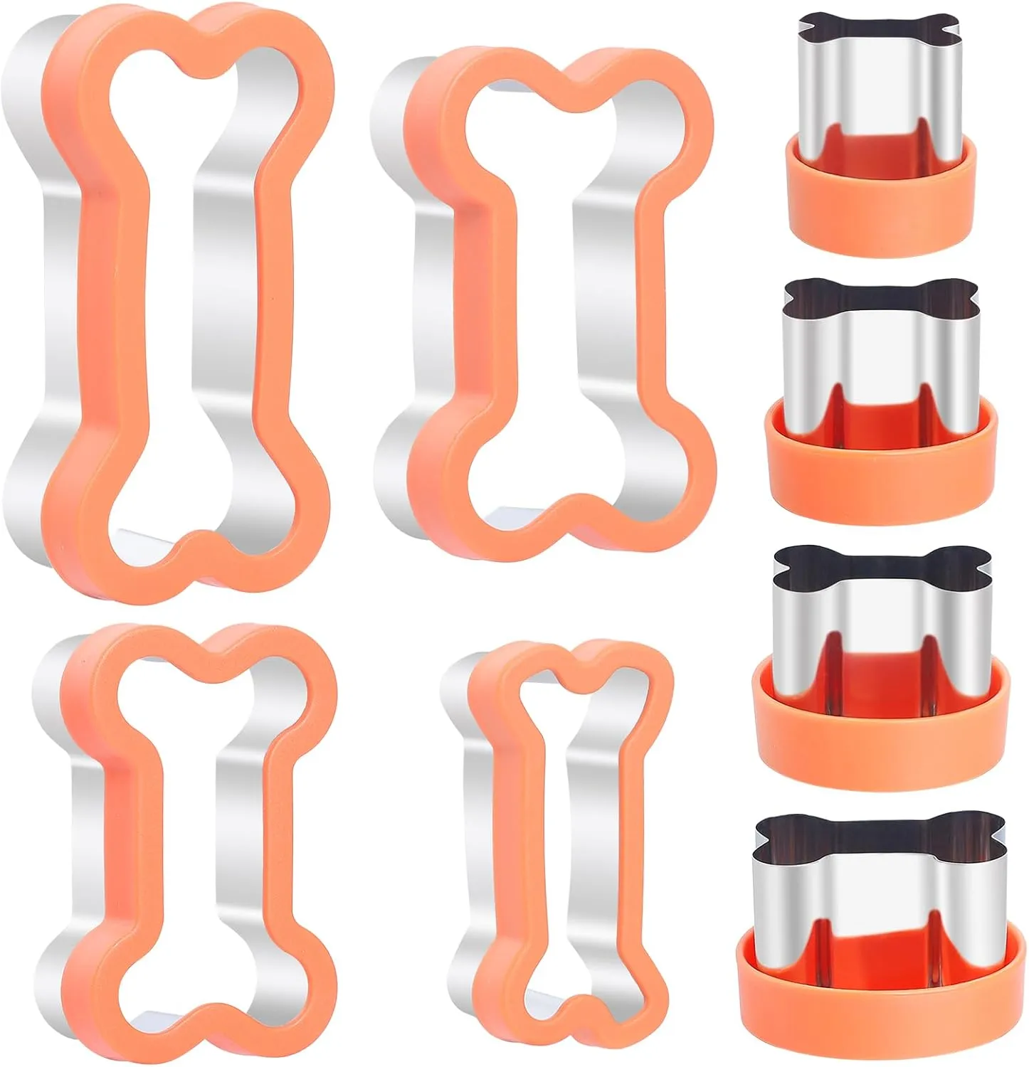 Dog Bone Cookie Mold Set, 8pcs - Stainless Steel Dog Themed Cookie Cutters for Homemade Treats, Cakes, and Cookies