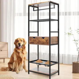 Dog Feeding Station,3 Height Adjustable Raised Dog Bowls, Dog Feeder Station with 2 Stainless Steel Bowls, Lifted Dog Bowl Holder Cabinet with Pet Storage Organizer for Large Medium Dogs