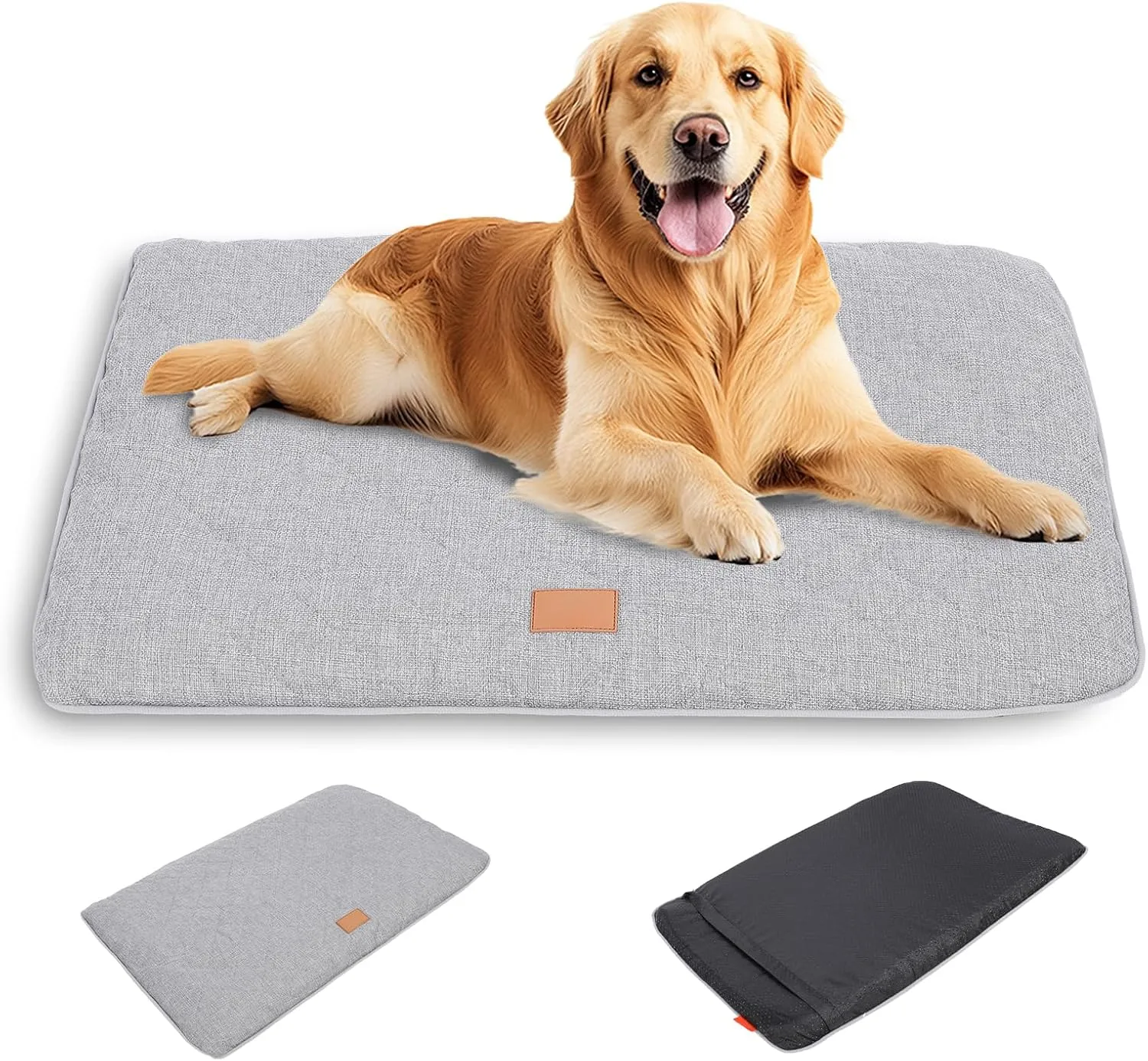 Dog Mat, Anti-Slip Dog Kennel Pad, Washable Dogs Crate Pad for Sleeping, Removable Breathable Large Dogs Crate Pads, Pets Orthopedic Crate Bed for Indoor Outdoor Use (Grey, XX-Large)