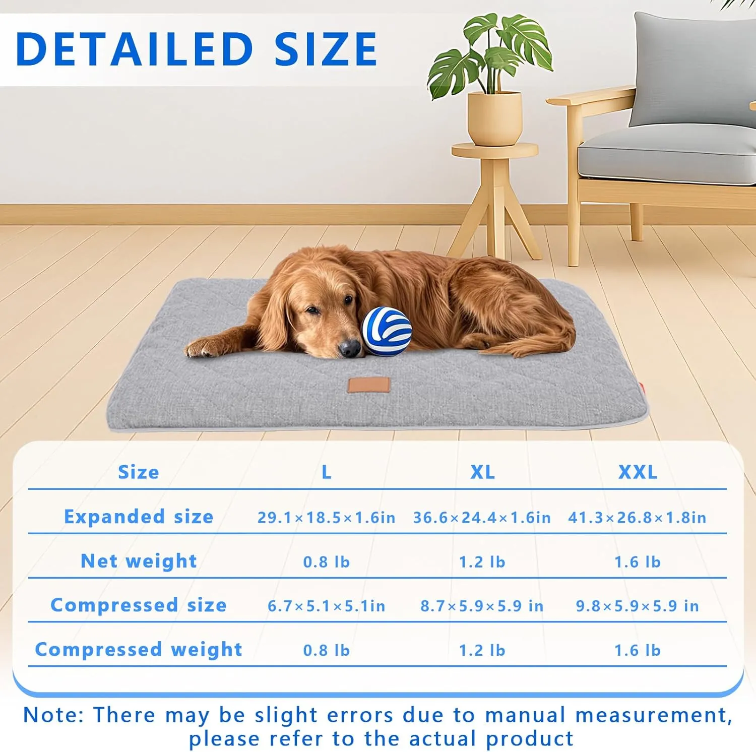 Dog Mat, Anti-Slip Dog Kennel Pad, Washable Dogs Crate Pad for Sleeping, Removable Breathable Large Dogs Crate Pads, Pets Orthopedic Crate Bed for Indoor Outdoor Use (Grey, XX-Large)