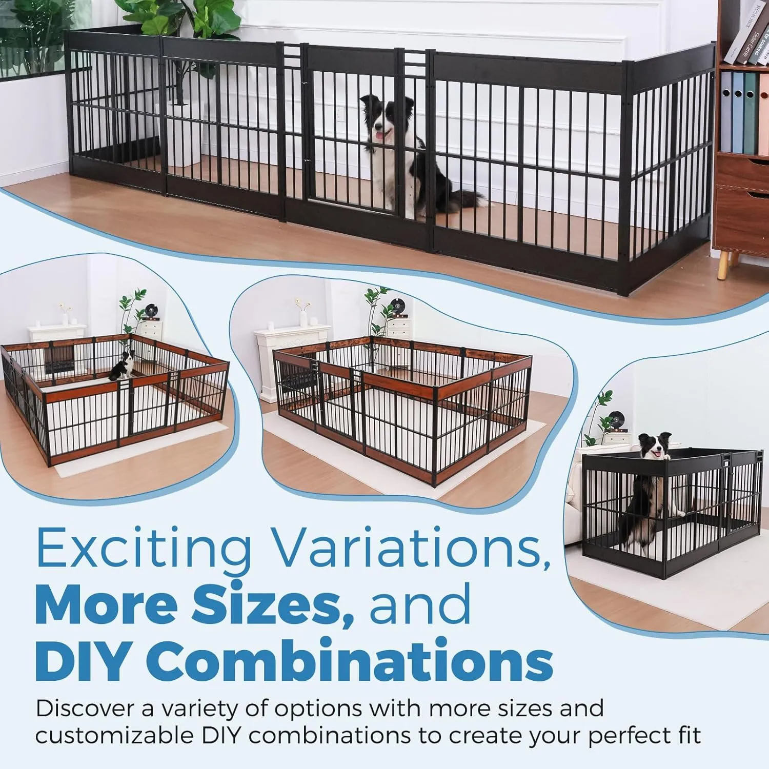 Dog Playpen, 35.4" Height Dog Pen Indoor, Heavy Duty, Safe and Sturdy, Furniture Style Puppy Pen