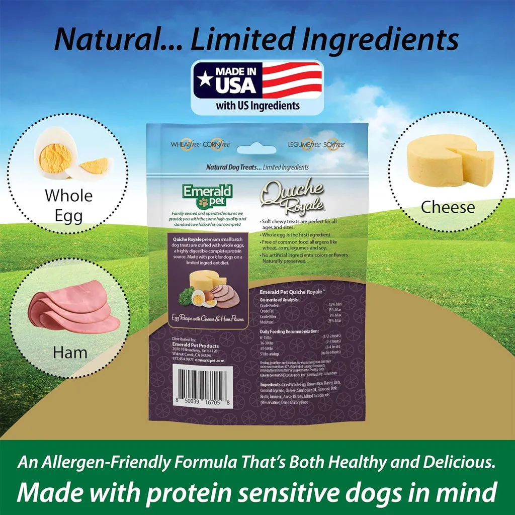 Emerald Pet Quiche Royale Egg Recipe with Cheese & Ham Chewy Dog Treats (6 oz)