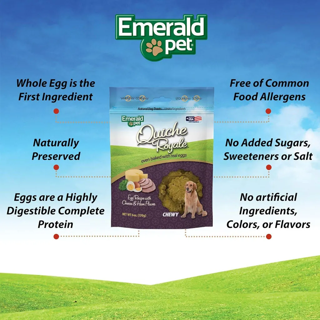Emerald Pet Quiche Royale Egg Recipe with Cheese & Ham Chewy Dog Treats (6 oz)
