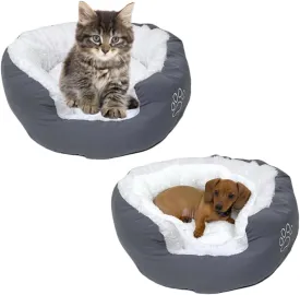 Evelots Warm Pet Bed for Cats or Small Dogs - Calming, Anti-Anxiety, Soft, Cozy Donut Cuddler -Removeable Fluffy Sherpa Insert- Machine Washable -Fleece Lining- Non-Slip Bottom -Assorted Colors