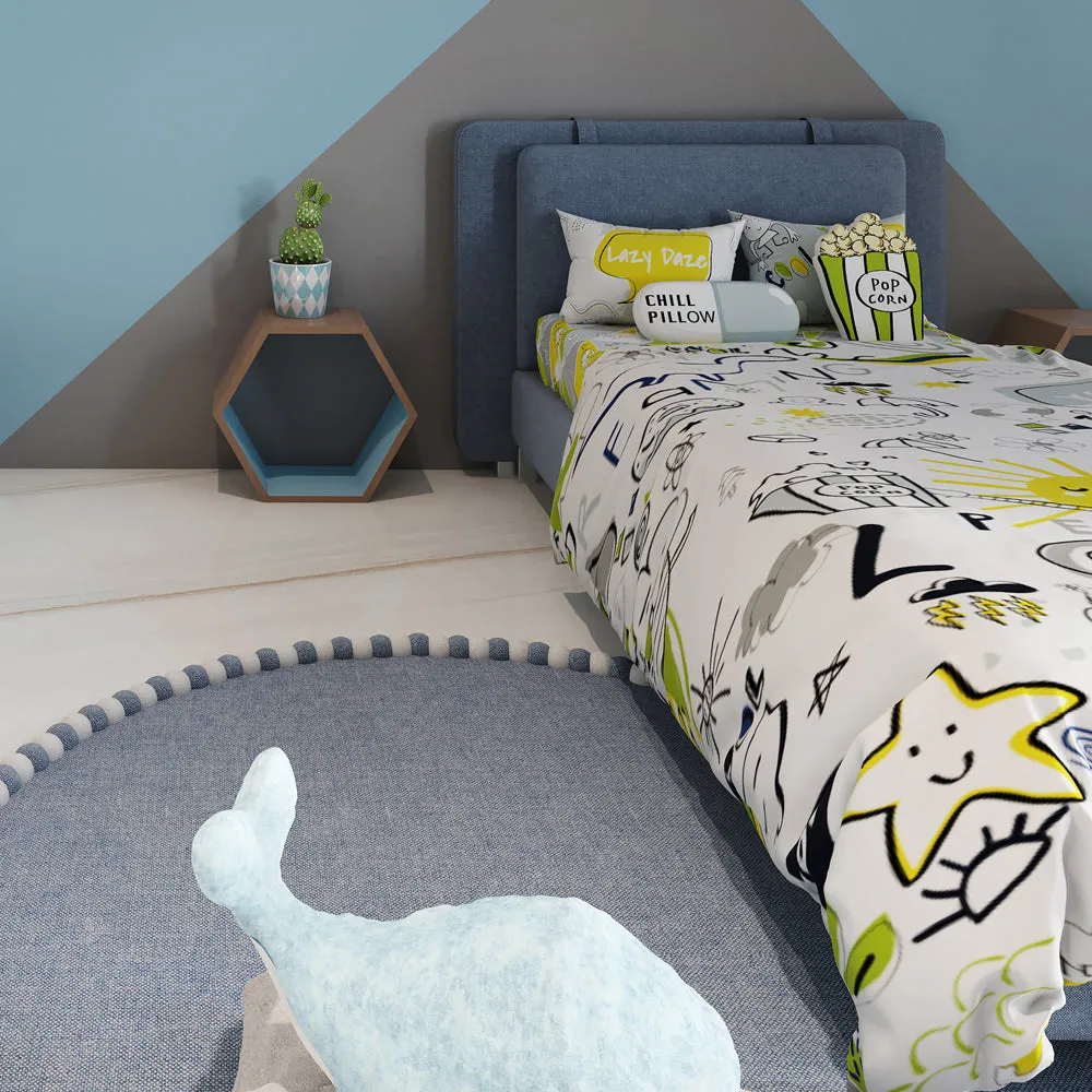 Fancy Fluff Kids 6 Pc  Full Bed Set  – Doodle Land - Single/ Double