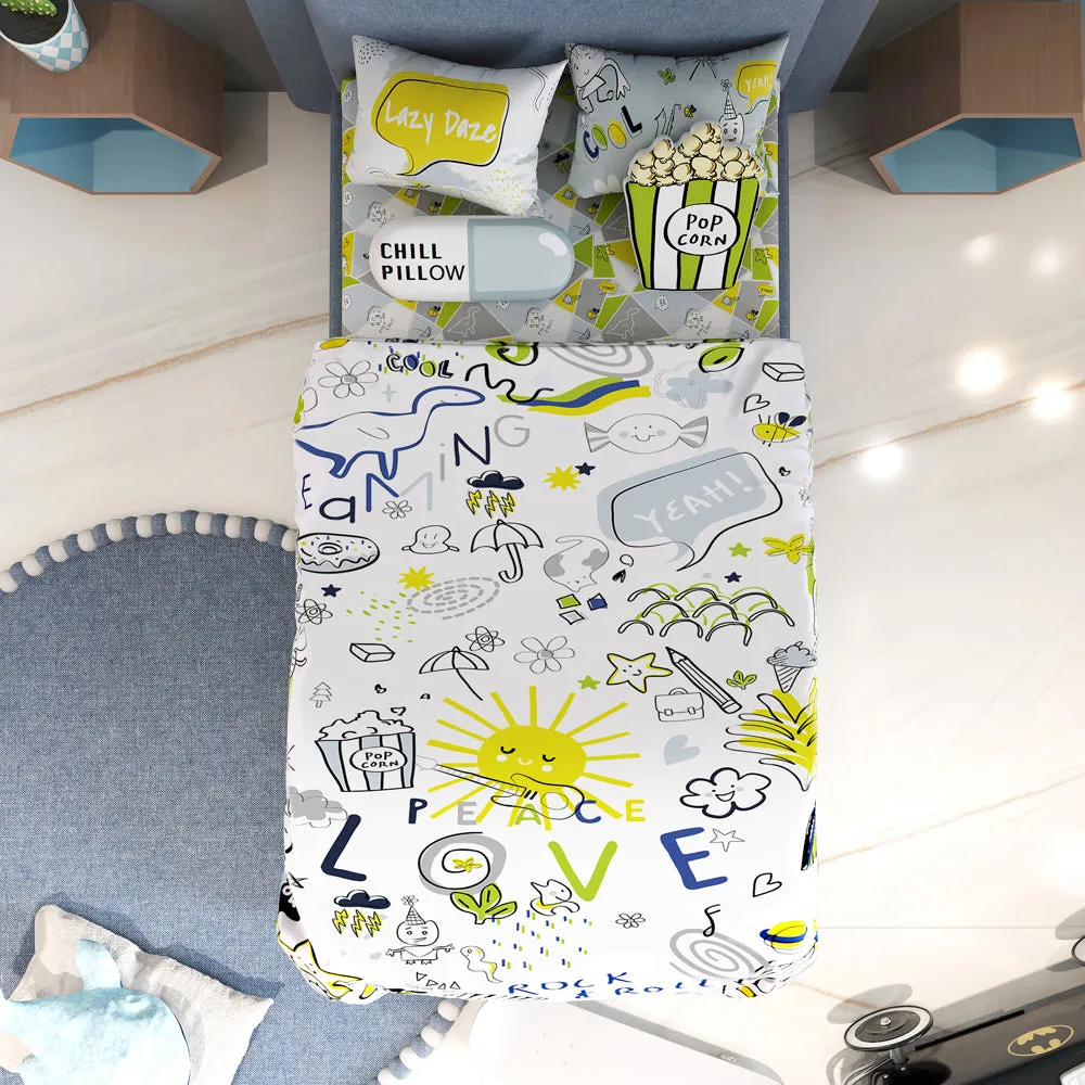 Fancy Fluff Kids 6 Pc  Full Bed Set  – Doodle Land - Single/ Double