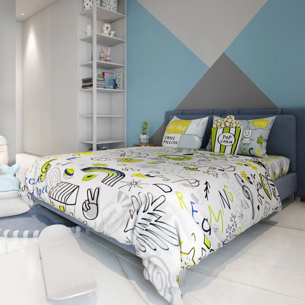 Fancy Fluff Kids 6 Pc  Full Bed Set  – Doodle Land - Single/ Double