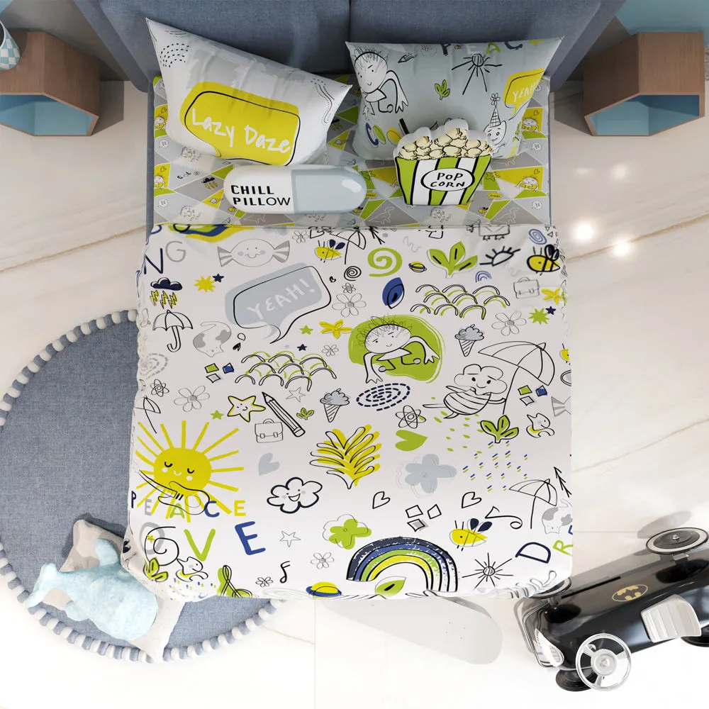 Fancy Fluff Kids 6 Pc  Full Bed Set  – Doodle Land - Single/ Double