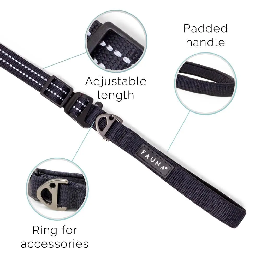 Fauna® Black Reflective Multi-Use Dog Lead 5.6ft