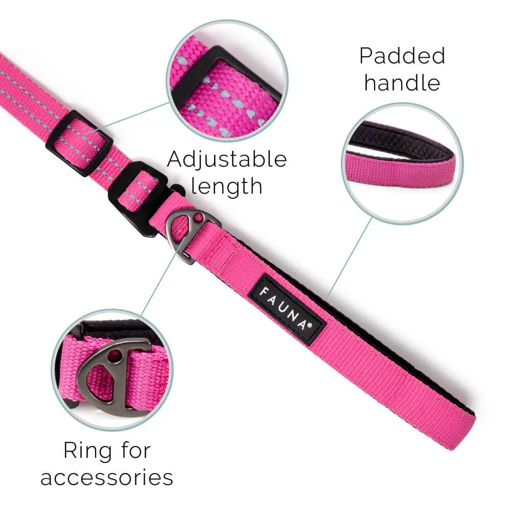 Fauna® Pink Reflective Multi-Use Dog Lead 5.6ft